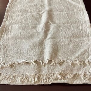 Neutral Fringe Linen table runner